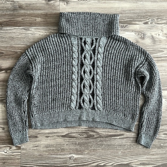 Revolve Bobi Black Los Angeles Cozy Cotton Sweater in Light Grey & Black Cotton - Picture 1 of 7